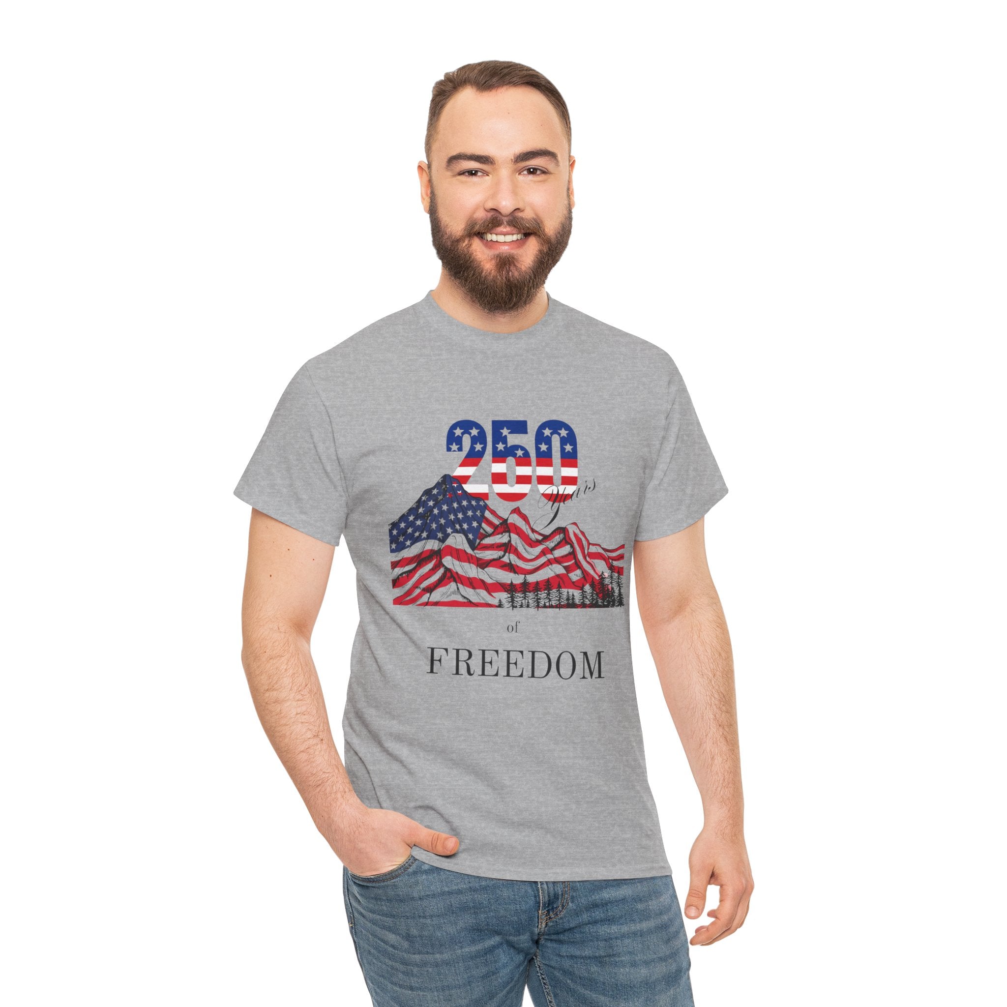 Freedom 250 American Flag T-Shirt — Patriotic 4th of July Tee