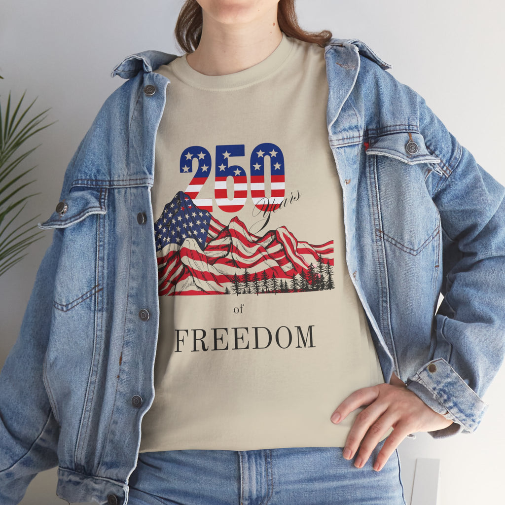 Freedom 250 American Flag T-Shirt — Patriotic 4th of July Tee