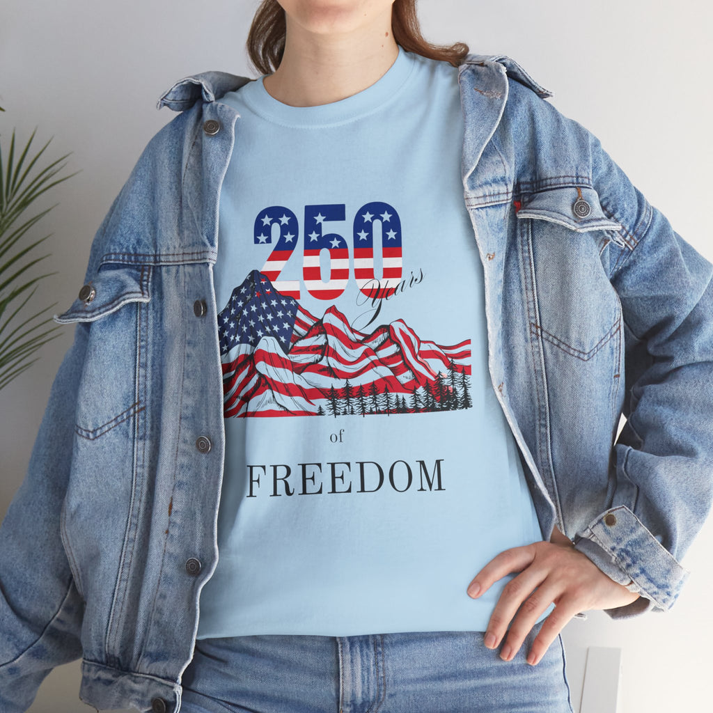 Freedom 250 American Flag T-Shirt — Patriotic 4th of July Tee