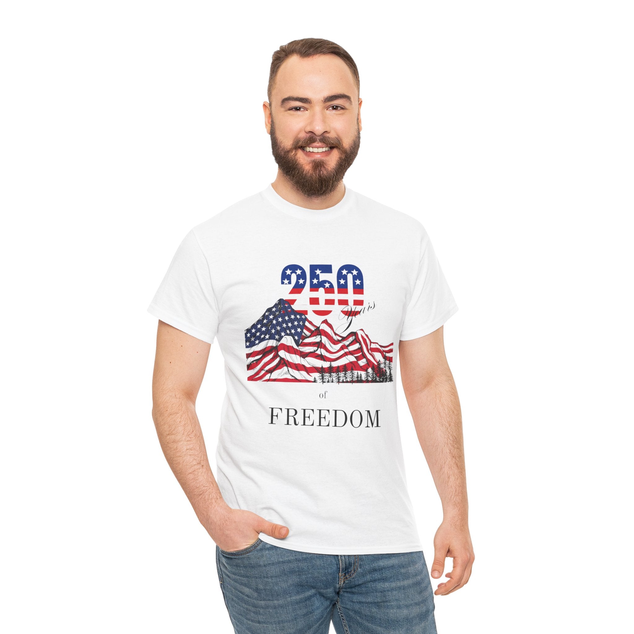 Freedom 250 American Flag T-Shirt — Patriotic 4th of July Tee