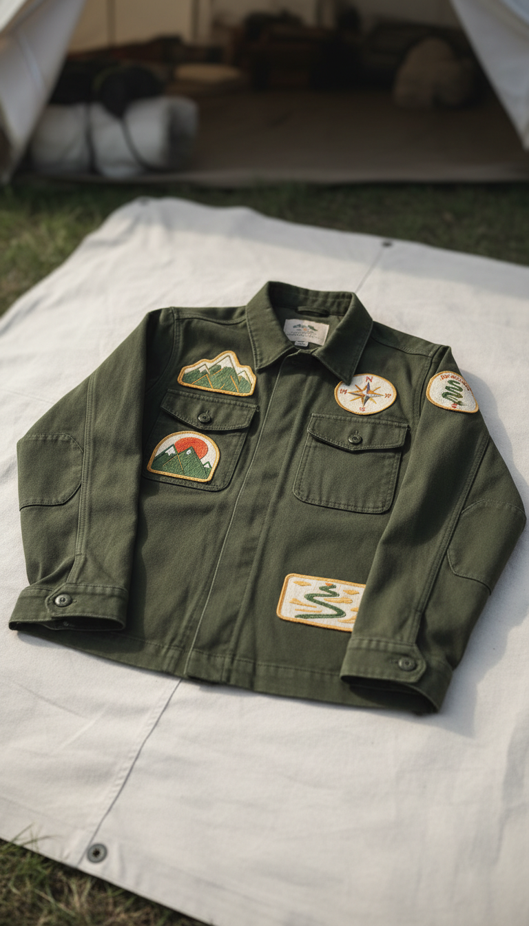 Trail Green Patch Jacket Embroidered Logo
