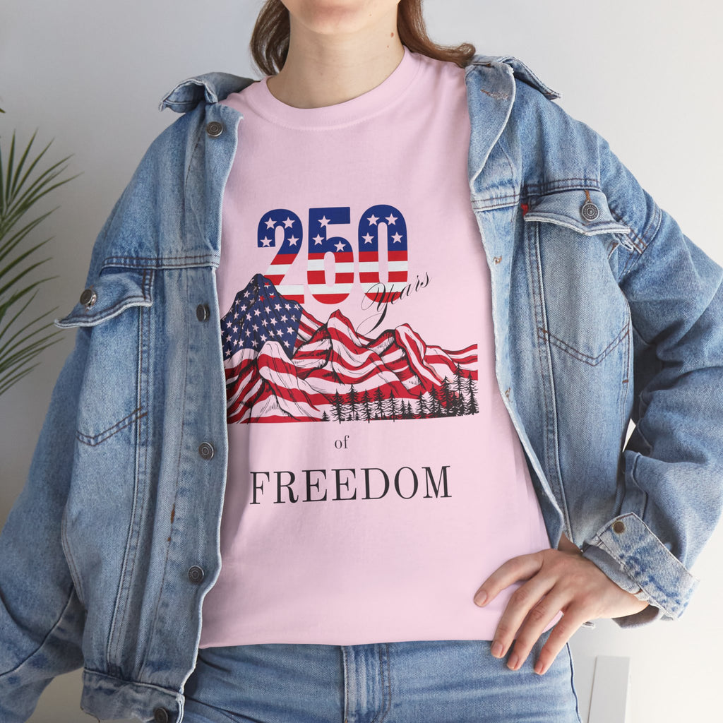 Freedom 250 American Flag T-Shirt — Patriotic 4th of July Tee