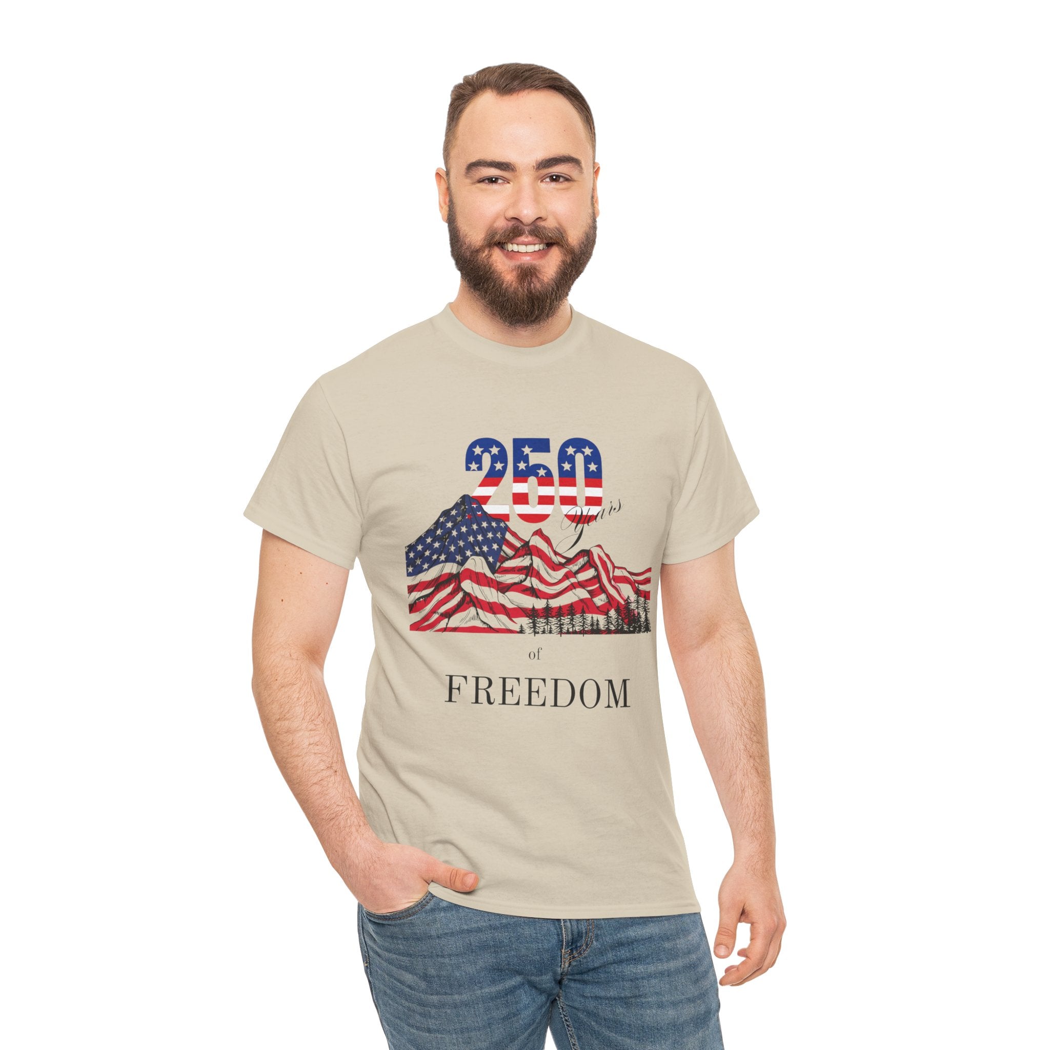 Freedom 250 American Flag T-Shirt — Patriotic 4th of July Tee